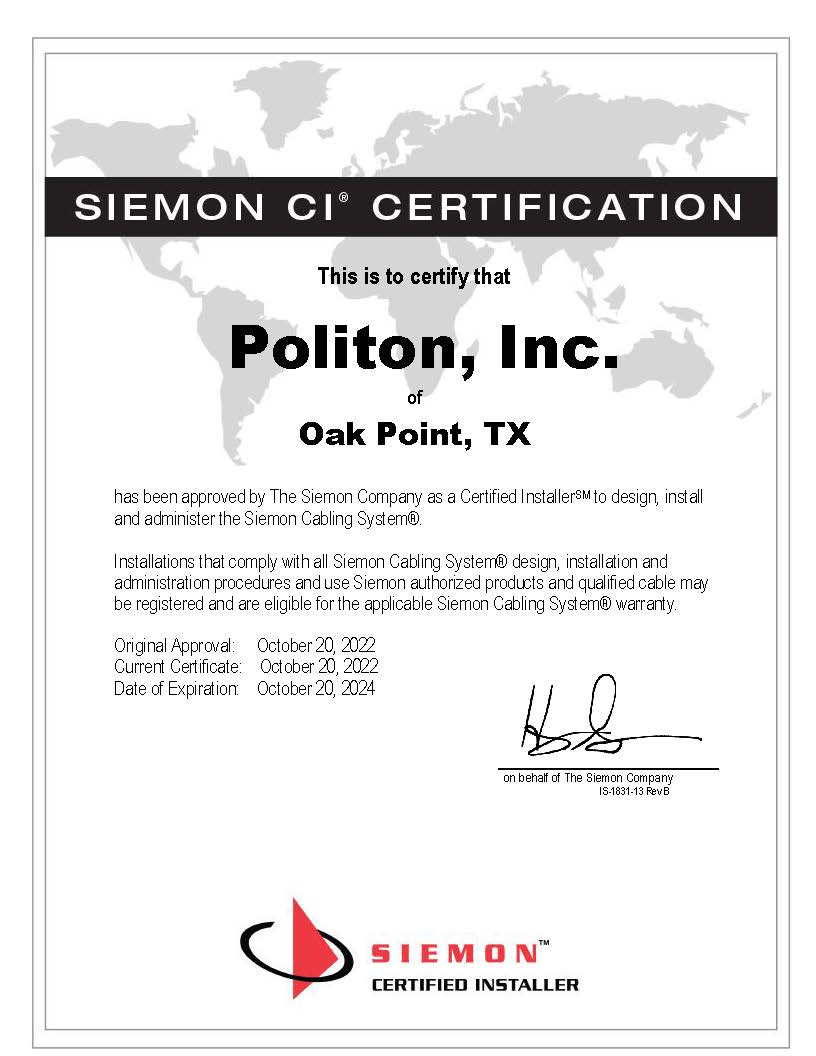 Siemon CI Certification